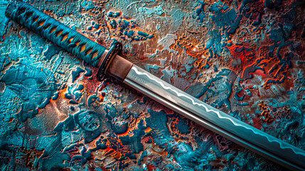 Antique sword on textured background