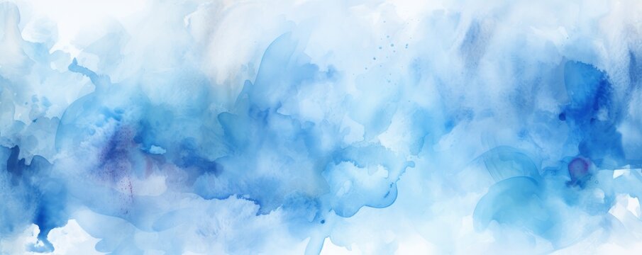 Blue watercolor light background natural paper texture abstract watercolur Blue pattern splashes aquarelle painting white copy space for banner design, greeting card