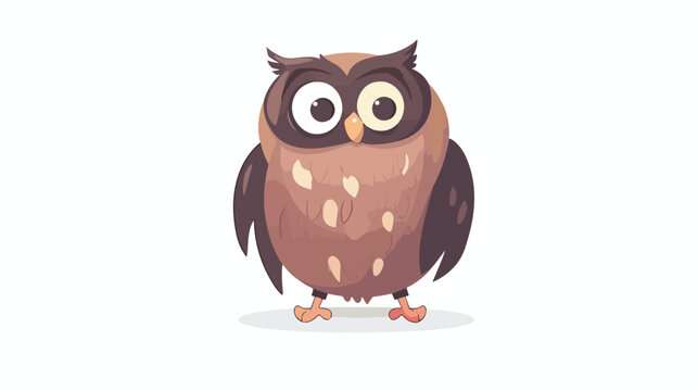 Cute little owl character design Flat vector isolated