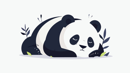 Cute Panda Flat vector isolated on white background
