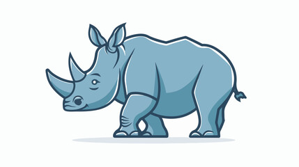 Cute rhinoceros icon thin line style flat design Flat