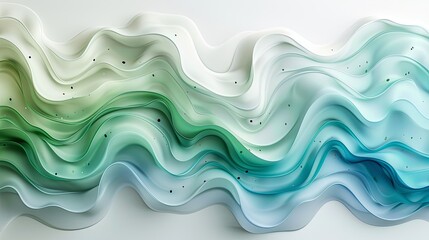 Abstract Fluid Art Wallpaper with Blue and Green Waves - obrazy, fototapety, plakaty