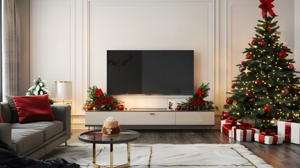 Festive Harmony: Modern Christmas Room with TV Cabinet