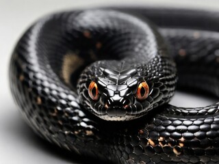 close up of a black snake