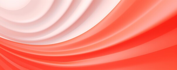 Coral background, smooth white lines, radians swirl round circle pattern backdrop with copy space for design photo or text 
