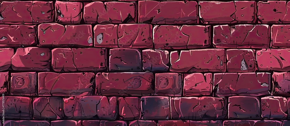 Canvas Prints close up of a pink brick wall with rectangular red bricks forming a pattern. the brickwork showcases