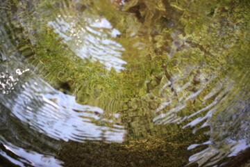Fresh clean water flowing over a natural stone surface.
