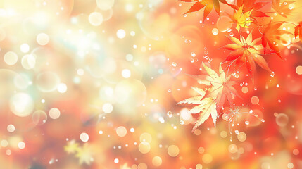 web banner design for autumn season and end year activity with red and yellow maple leaves with soft focus light and bokeh background