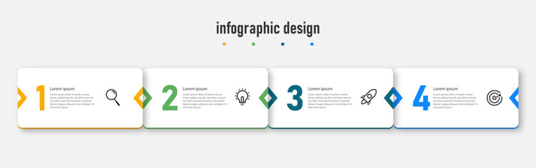Modern template infographic design template. timeline with 4 steps, options. can be used for workflow diagram, info chart, web design. vector illustration.