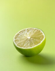A single half of lime in center against a neutral backdrop