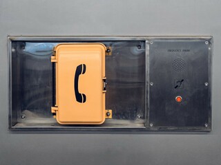 Emergency telephone box at the subway station.