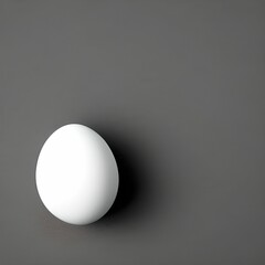 AI generated illustration of a white egg with a shadow cast on a gray background