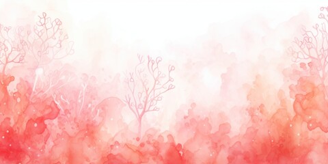 Coral watercolor light background natural paper texture abstract watercolur Coral pattern splashes aquarelle painting white copy space for banner design, greeting card
