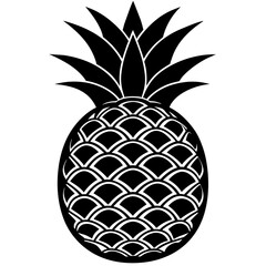 illustration of pineapple, black pineapple silhouette vector illustration,icon,svg,pineapple characters,Holiday t shirt,Hand drawn trendy Vector illustration,pineapple on a white background