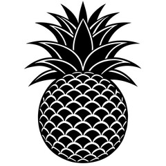 Obraz premium illustration of pineapple, black pineapple silhouette vector illustration,icon,svg,pineapple characters,Holiday t shirt,Hand drawn trendy Vector illustration,pineapple on a white background