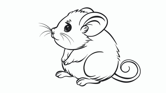 Doodle cute mouse with line art design for cartoon ki