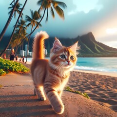 cat on the beach