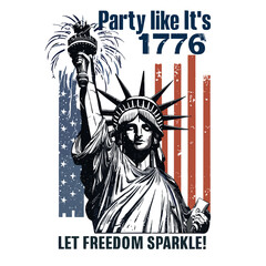 Obraz premium 4th of July 2024 illustration, Party like it's 1776, Let freedom sparkle