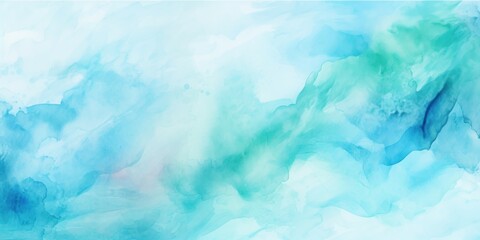 Fototapeta na wymiar Cyan watercolor light background natural paper texture abstract watercolur Cyan pattern splashes aquarelle painting white copy space for banner design, greeting card