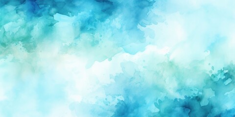 Cyan watercolor light background natural paper texture abstract watercolur Cyan pattern splashes aquarelle painting white copy space for banner design, greeting card - obrazy, fototapety, plakaty