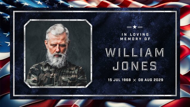 Veteran Funeral Video Template with American Flag Background