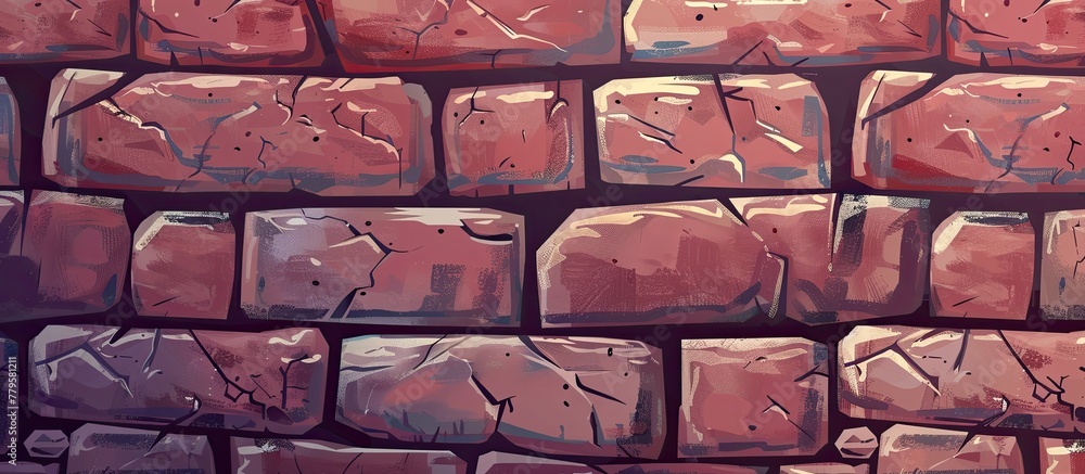 Poster a detailed closeup of red brickwork, showcasing the intricate pattern created by rectangular bricks.