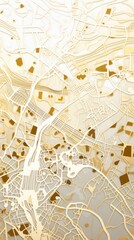 Gold and white pattern with a Gold background map lines sigths and pattern with topography sights in a city backdrop