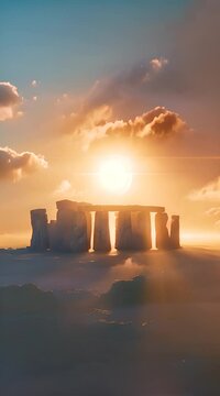 Stonehenge against the sun 4K Video