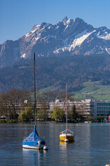 Boats in the lake in Luzern, Switzerland