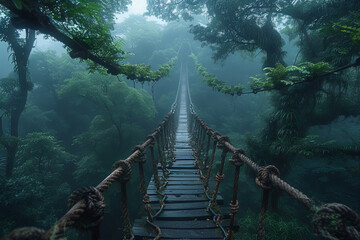 Fototapeta premium A rare phenomenon in the canopy where air currents create invisible bridges, allowing one to walk am