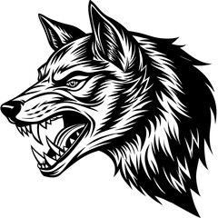        Wolf side head vector illustration.
