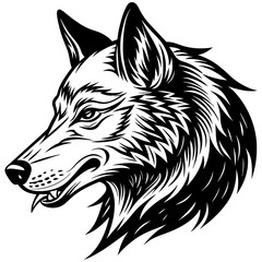        Wolf side head vector illustration.
