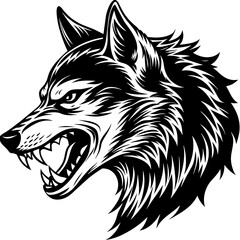        Wolf side head vector illustration.
