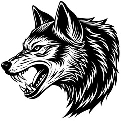        Wolf side head vector illustration.
