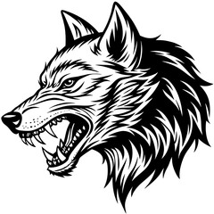        Wolf side head vector illustration.
