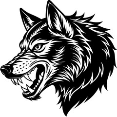       Wolf side head vector illustration.
