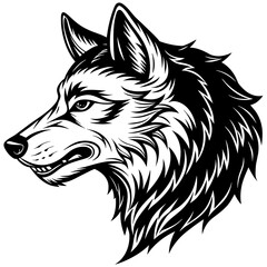        Wolf side head vector illustration.
