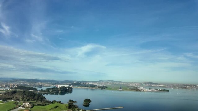Real time approach to Santander airport, Spain. Immersive pilot POV in a splendid winter morning. 4K