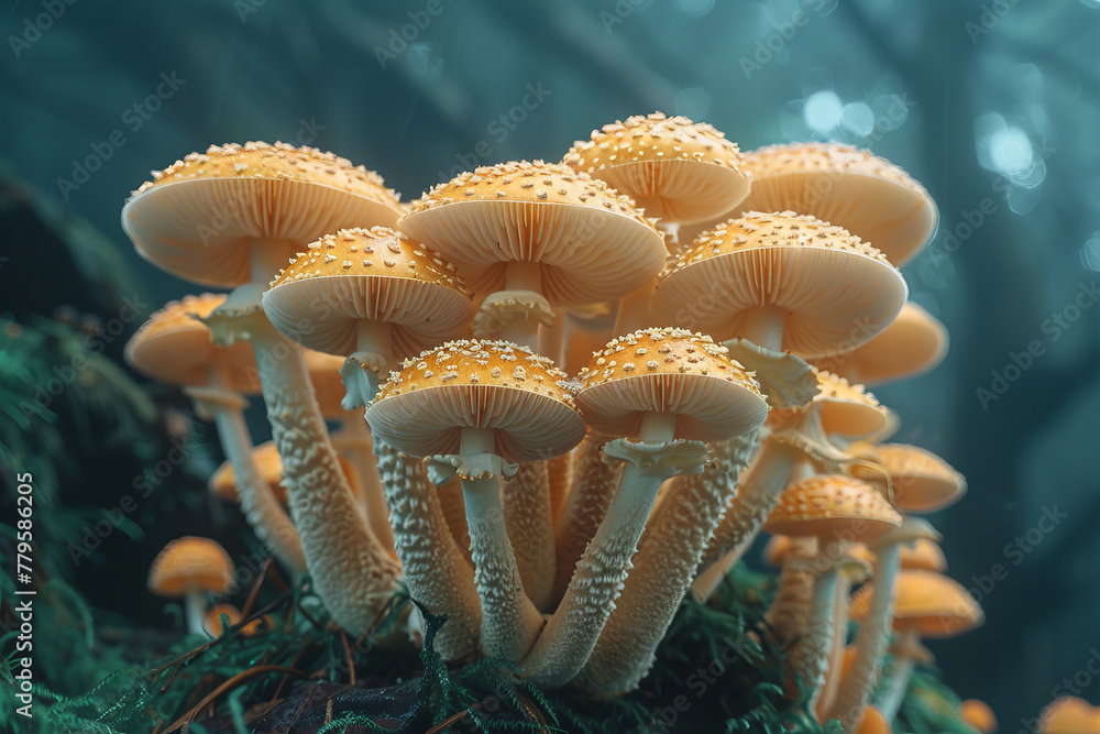 Poster fungi with caps that rotate like satellite dishes, tuning into the frequencies of alien communicatio