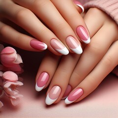 Beautiful women's manicure. Nails. Generative AI - obrazy, fototapety, plakaty