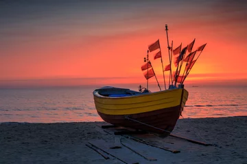 Foto auf Acrylglas Die Ostsee, Sopot, Polen Beautiful sunrise on the beach of Baltic Sea in Sopot, Poland