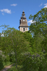 Obraz premium Old Lutheran church in Naantali in Finland: summer, sunny day.