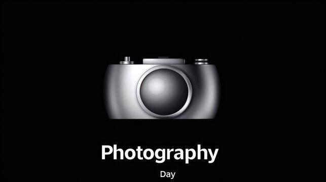 Camera logo capturing a moment in time, symbolizing history, artistry and nostalgia with the inscription Photography Day