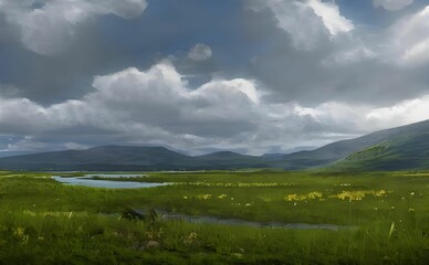 Illustration of a natural landscape of a field