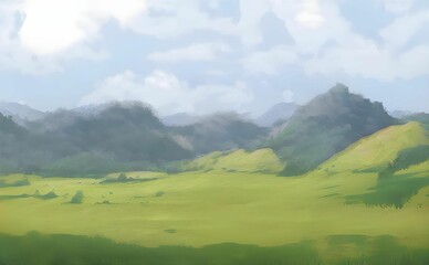 Illustration of a natural landscape of a field