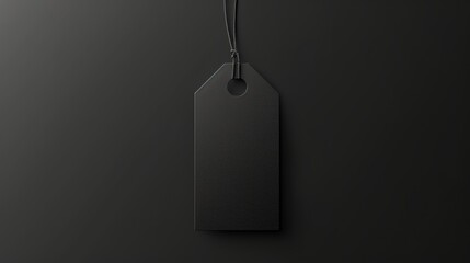 Black blank price tag isolated on dark background