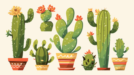 Flat hand drawn vector illustration of cactus Flat vector