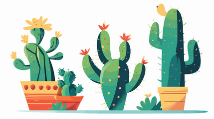 Flat hand drawn vector illustration of cactus Flat vector