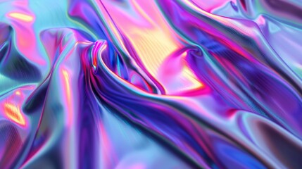 Obraz na płótnie Canvas 3D rendering of iridescent holographic cloth background.