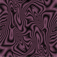 Seamless Geometric Psychedelic wave pattern pink & black wallpaper